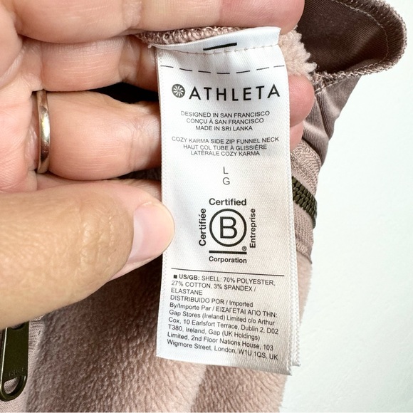 Athleta Cozy Karma Side Zip Funnel Neck Sweatshirt In Dogwood Mauve Size L - Picture 14 of 15